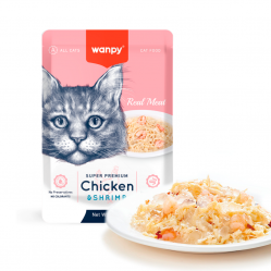 wanpy - Wanpy Cat Retort Pouch Chicken & Shrimp 85g - 85g - Pet Supplies