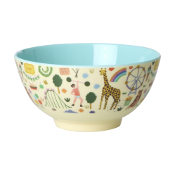 Rice - Melamine Bowl with Fun Fair Print - Mint - Medium - Baby and Children