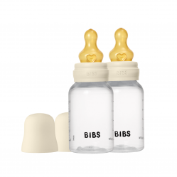 BIBS - Baby Bottle Round Latex 2 Pack Slow Flow - Ivory - 150 ml - Baby and Children