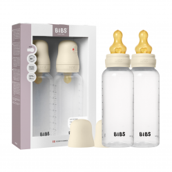 BIBS - Baby Bottle Round Latex 2 Pack Medium Flow - Ivory - 270 ml - Baby and Children