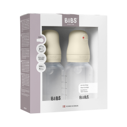 BIBS - Baby Bottle Round Silicone 2 Pack - Ivory - 150 ml - Baby and Children