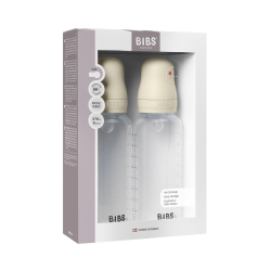 BIBS - Baby Bottle Round Silicone 2 Pack Medium Flow - Ivory - 270 ml - Baby and Children