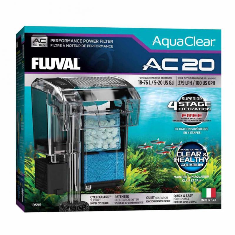 Fluval - AquaClear AC 20 Hang-On Filter - 379 L/H - 18–76L - Pet Supplies