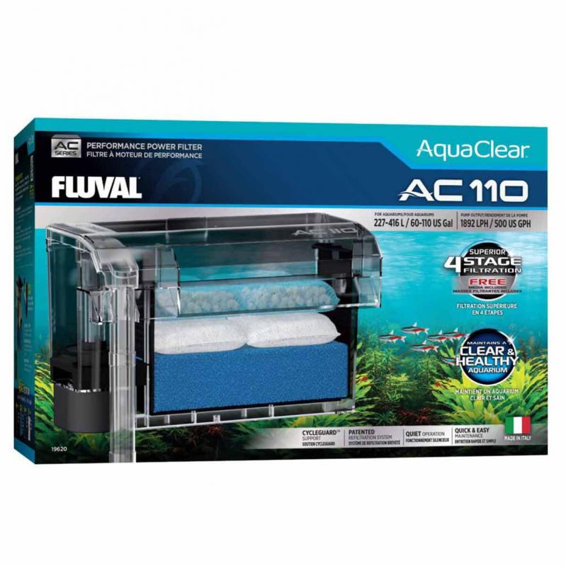 Fluval - AquaClear AC 110 Hang-on Filter - 1890 L/H - 227–416L - Pet Supplies