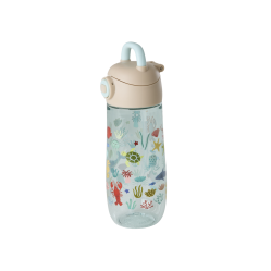 Rice - Plastic Kids Drinking Bottle with Blue Ocean Print - Blue - 550 ml - Home and Kitchen