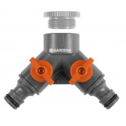 Gardena - 2-way valve - 26.5 mm (G 3/4 inch) and 21 mm (G 1/2 inch) thread - with adapter - Garden, Patio and Outdoor