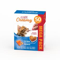 Catit - Creamy Premium Treat for Cats - Salmon with Prawn - Mega Pack (50x10g) - Pet Supplies
