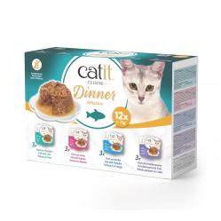 Catit - Dinner Dual-layer Wet Food for Cats - Multipack Fish - 12x75g - Pet Supplies