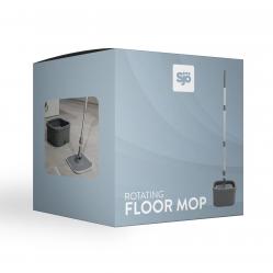 Sjö & Hav - Rotating Floor Mop - Telescopic Length: 110–130 cm, Bucket Dimensions: 29 × 29 × 17 cm - Home and Kitchen