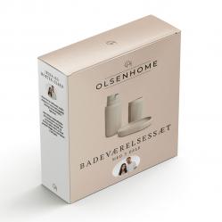 Olsen Home - Bathroom Set, 3 Parts - Light Warm Grey - Home and Kitchen
