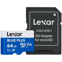 Lexar - MicroSDHC Blue Plus UHS-I with SD adapter 64GB - Electronics