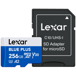 Lexar - MicroSDHC Blue Plus UHS-I with SD adapter 256GB - Electronics