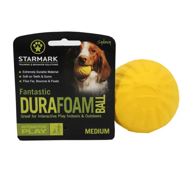 Starmark - Fantastic Durafoam Ball - Yellow - M - Pet Supplies