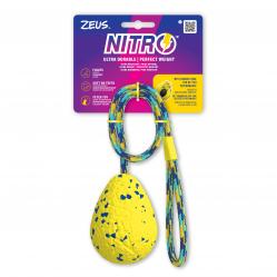 Zeus Nitro - Weighted Slinger with Rope - Vibrant Yellow and Blue - 9.2cm - Pet Supplies