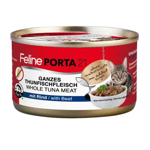 Porta21 - Feline Whole Tuna Meat with Beef - 90 g - Pet Supplies