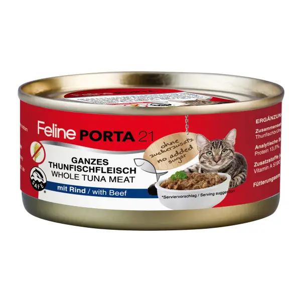 Porta21 - Feline Whole Tuna Meat with Beef - 156 g - Pet Supplies