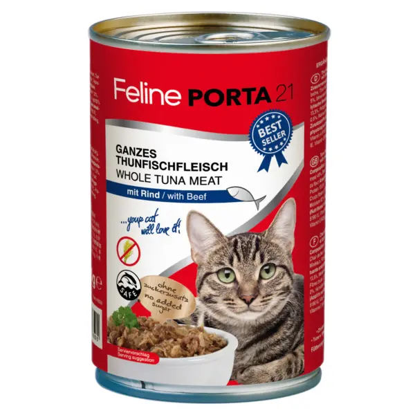 Porta21 - Feline Whole Tuna Meat with Beef - 400 g - Pet Supplies