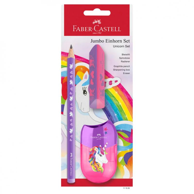 Faber-Castell - Pencil Set Unicorn Jumbo GP + Accessories (111528) - Toys