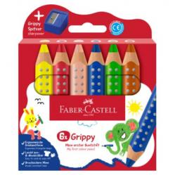 Faber-Castell - Colour Pencil Grippy 6 pcs with Sharpener (110635) - Toys