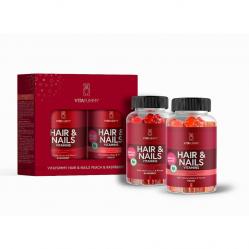 VitaYummy Gift Box 1 x Hair & Nails Raspberry 60 stk. and 1 x Hair & Nails Peach 60 stk. - Health and Personal Care