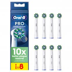 Oral B - Pro Cross Action Toothbrush Heads - White - 8 Counts - Health and Personal Care