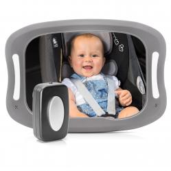 Reer - BabyView Car Mirror with Light - Grey - 29 x 8 x 24 cm - Baby and Children