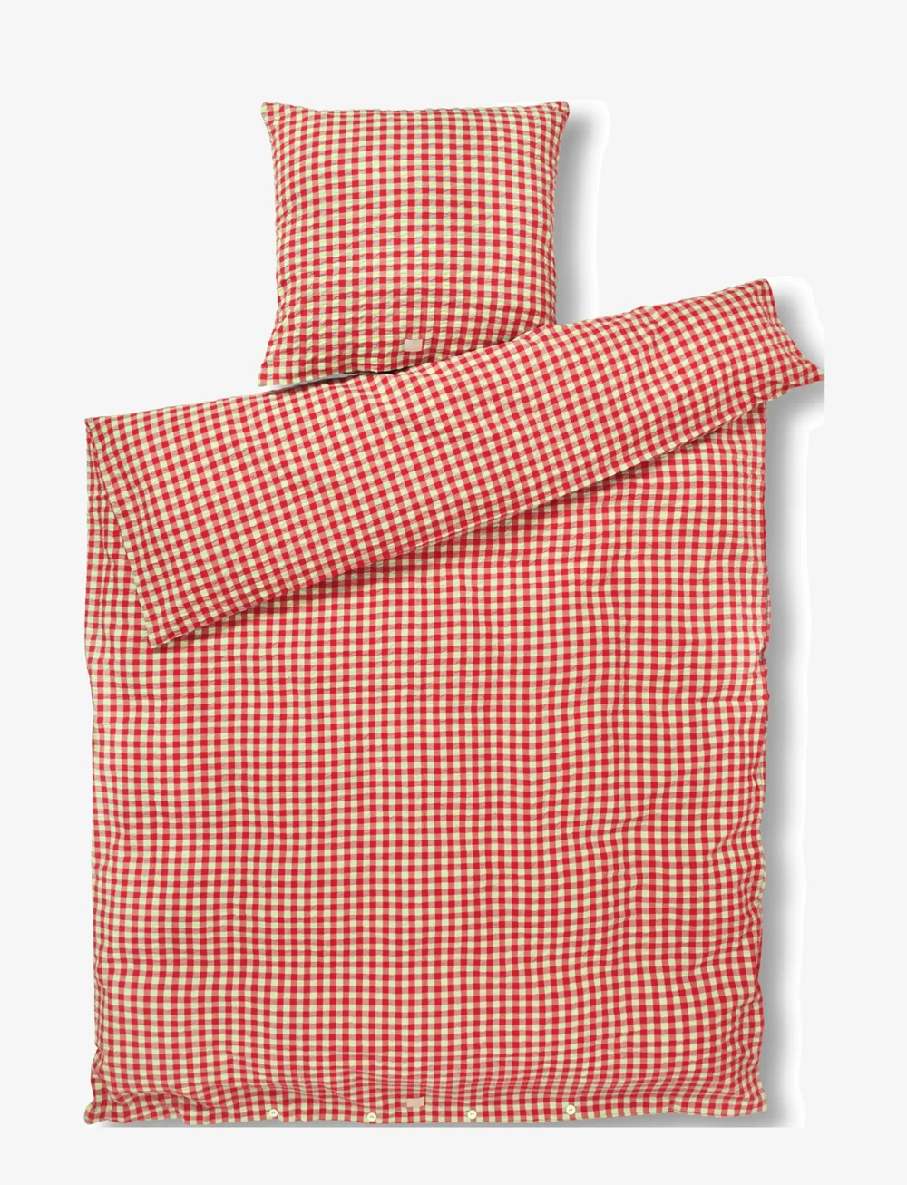 Juna - Bæk&Bølge Bed Linen 140x200 cm - Red & Yellow - Home and Kitchen