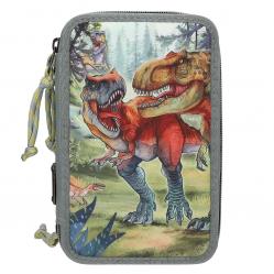 Dino World - Triple Pencil Case BITE - Grey-Green - Toys