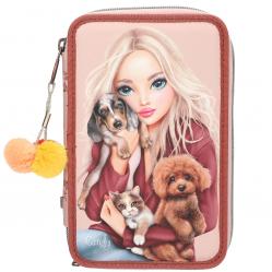 TOPModel - Triple Pencil Case FUR EVER FRIENDS - Powdery Pink and Copper - Toys