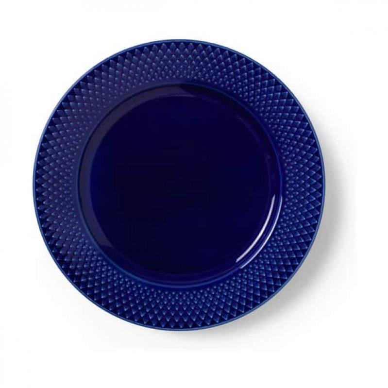 Lyngby Porcelæn - Rhombe Color Lunch Plate 23 cm - Dark Blue - Home and Kitchen