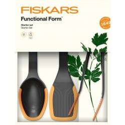Fiskars - FunctionalForm Kitchen Set of 3 Pieces - Palette, Spoon & Tongs - Essential Cooking Utensil Kit - Home and Kitchen