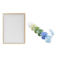 Stretched Canvas with Frame - A4 - size 29,7x21 cm + Color Craft Paint - blue/green harmony (Bundle) - Toys