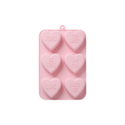 Rice - Silicone Baking Form with 6 Hearts - Soft Pink - Baby and Children