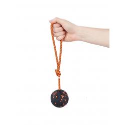 Non-Stop - Ball with rope - Orange/black - 6cm - Pet Supplies