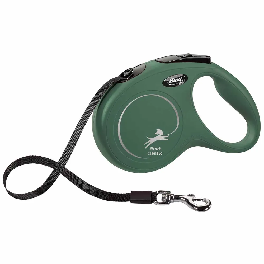 Flexi - Koppel New Classic - M - 5m Band - Olive - Max 25kg - Pet Supplies