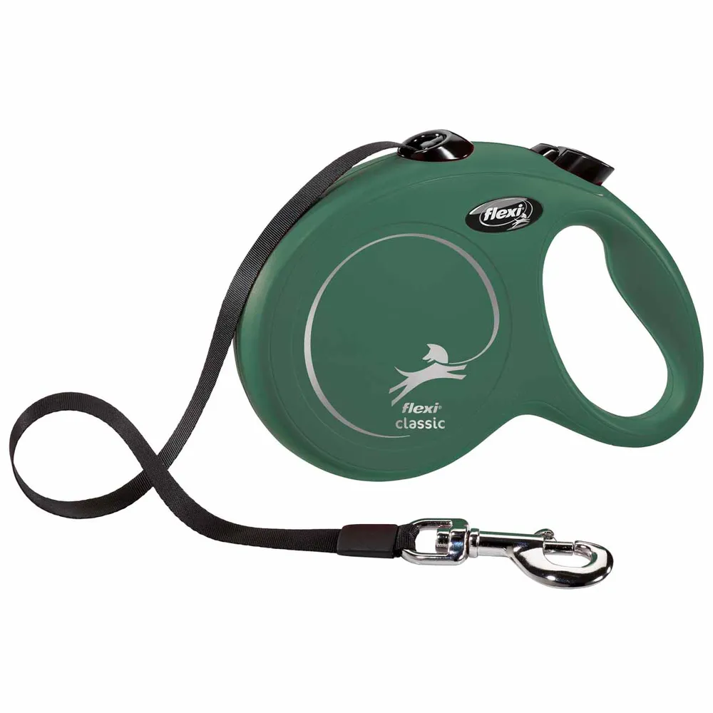 Flexi - Koppel New Classic - L - 5m Band - Olive - Max 50kg - Pet Supplies