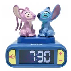 Lexibook - Stitch & Angel Night Light Alarm Clock with Sounds - Blue/Pink - Compact Size - Baby and Children