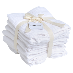 Mininor Global - Organic Muslin Cloth, 8pcs White (10260) - Baby and Children