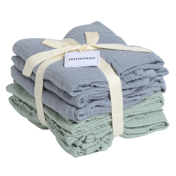 Mininor Global - Organic Muslin Cloth - 6pcs Grey seal/Willow Green (10263) - Baby and Children
