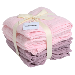 Mininor Global - Organic Muslin Cloth - 6pcs Rose/Heath flower  (10264) - Baby and Children