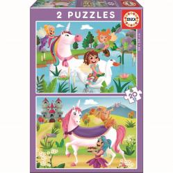 Educa - 2x20 pcs,  Unicorns And Fairies (80-18064) - Toys