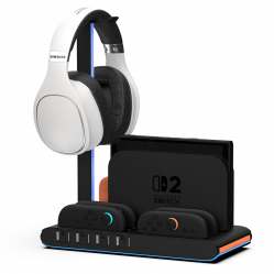 iMP Tech - DLX2 LED Multi-Function Charge Stand for Switch 2, Switch and OLED - Black - Nintendo Switch 2