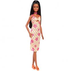 Barbie - Fashionistas Doll, Checkered Flower Midi Dress (Hyt91) - Toys