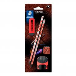 Staedtler - NORIX Pencil Set,  2 pencils, eraser and sharpener - Red  (181 SBK2-2) - Toys