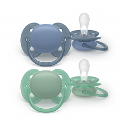 Philips Avent Ultra soft soother, 6-18m, Grey/Green - Baby and Children