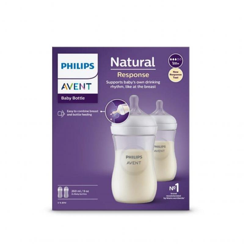 Philips Avent - Baby Bottle, 2 Bottles, 9oz/260ml, medium Flow Nipple, 3-6m - Baby and Children Philips Avent - Baby Bottle, 2 Bottles, 9oz/260ml, medium Flow Nipple, 3-6m - Baby and Children