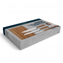 Sobczyk - 3 knives + cutting board - Zebra wood - Limited edition - Home and Kitchen