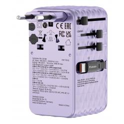 Verbatim - Charge 'n' Travel 70W 2C retractable Universal Travel Adapter Purple - Electronics
