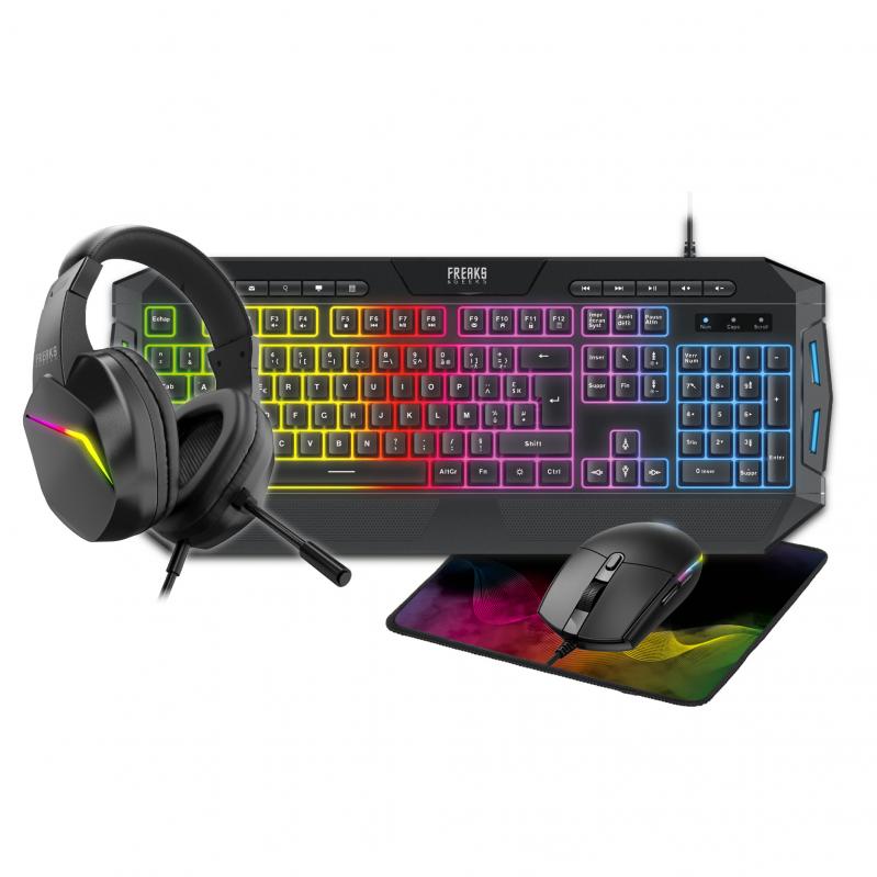 Freaks And Geeks - 4 in 1 Pack QWERTZ Keyboard+Mouse+Mousepad+Headset (RGB) - PC Freaks And Geeks - 4 in 1 Pack QWERTZ Keyboard+Mouse+Mousepad+Headset (RGB) - PC