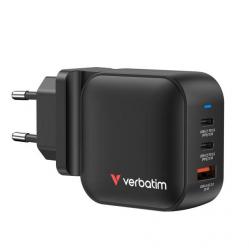 Verbatim - Mini GaN Charger 70W 3 Port US plug with EU and UK adaptors - Electronics